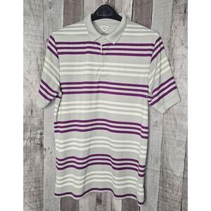 CALLAWAY Gray Burgundy Stripe Golf Short Sleeve Polo SHIRT Men's size Medium